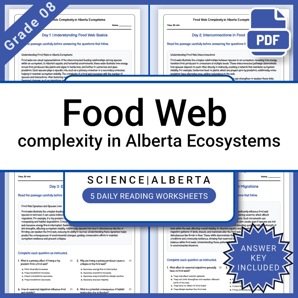 Grade 8 Science Lesson Bundle | Ecosystems, Energy, and Environmental Impact — included worksheet 10