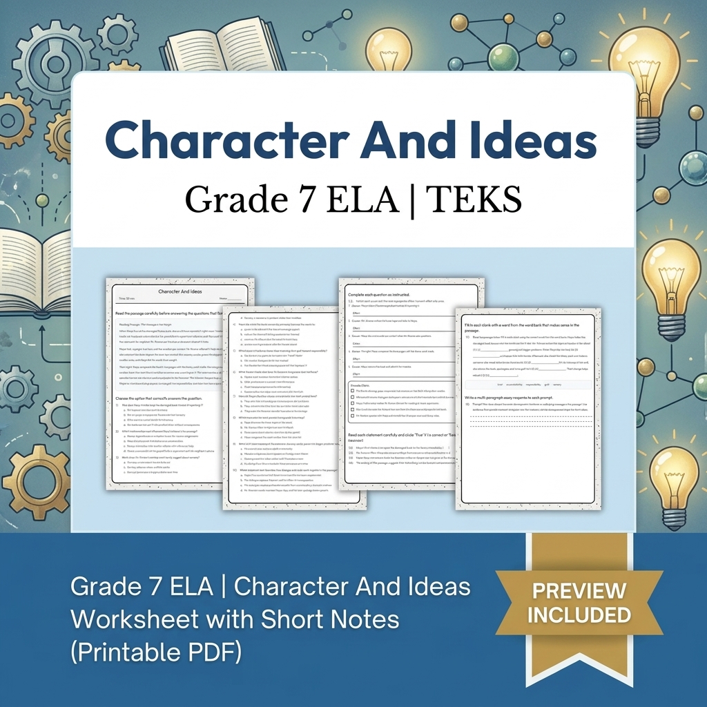 Grade 7 Evidence-Based Research Writing ELA full-year bundle TEKS — included worksheet 22