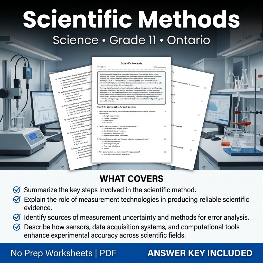 Science Worksheet for Grade 11 | Scientific Methods Practice & Assessment