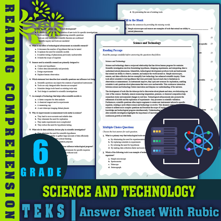 Grade 6 Science reading worksheets worksheet — 6th Grade Science | Technology in Science Reading Worksheet with Answer Key…