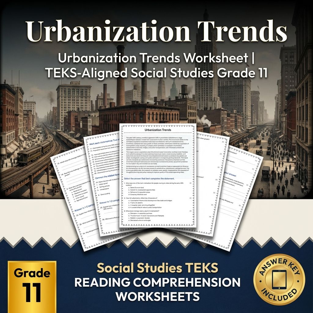 Urbanization Trends Worksheet | TEKS-Aligned Social Studies Grade 11