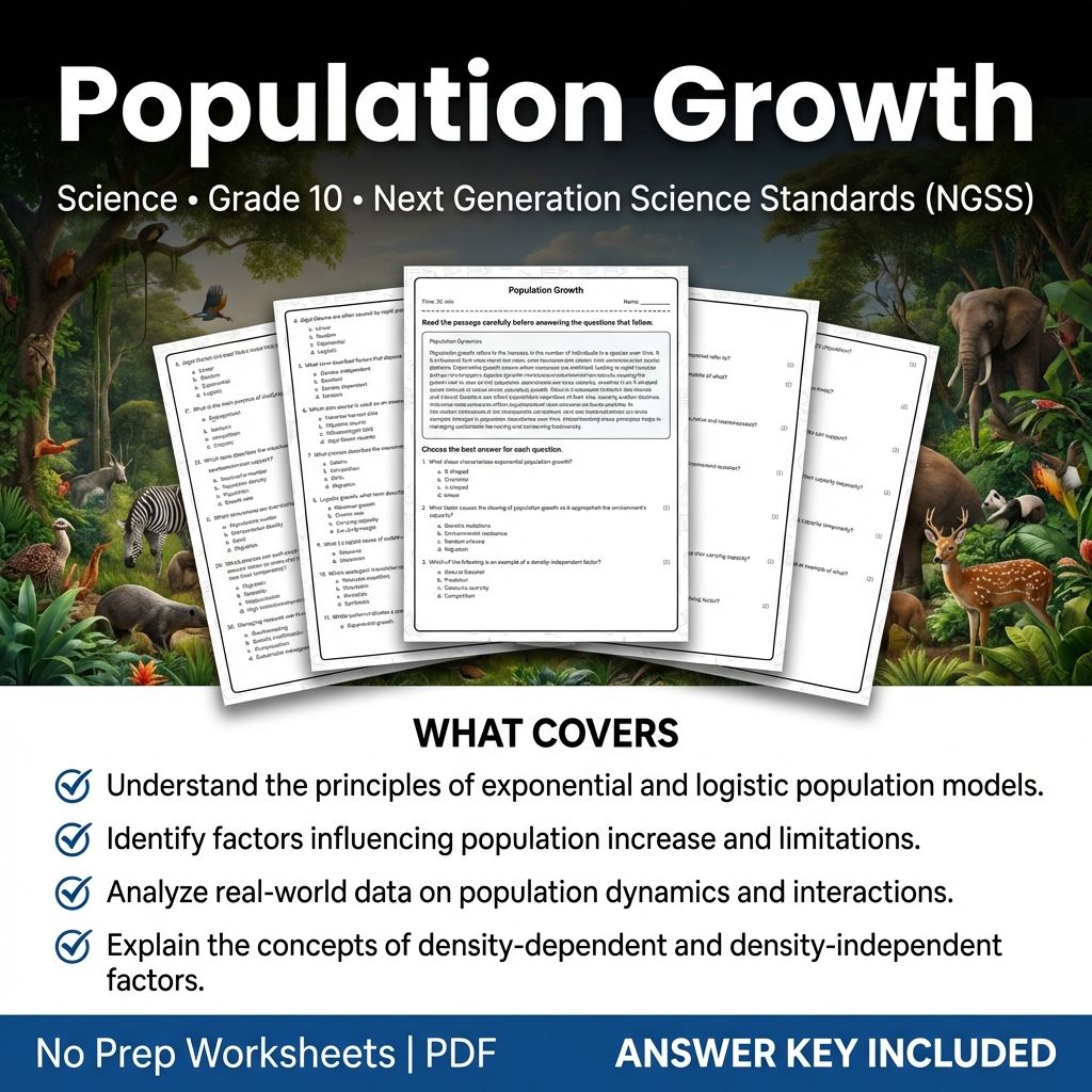 Grade 10 Science Worksheets Bundle | Environmental, Physics & Biology Topics — included worksheet 42
