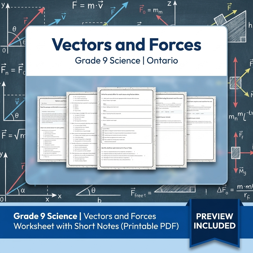 Grade 9 Science Lesson Group: Energy, Forces & Motion Worksheets Bundle — included worksheet 7