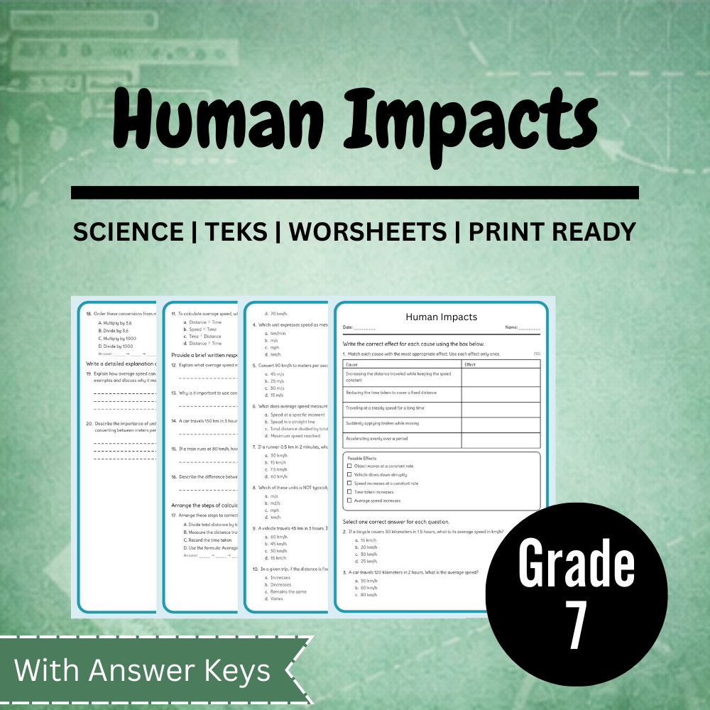 Grade 7 Science Worksheet Bundle – Ecosystems, Atomic Structure & Forces (TEKS Aligned) — included worksheet 33