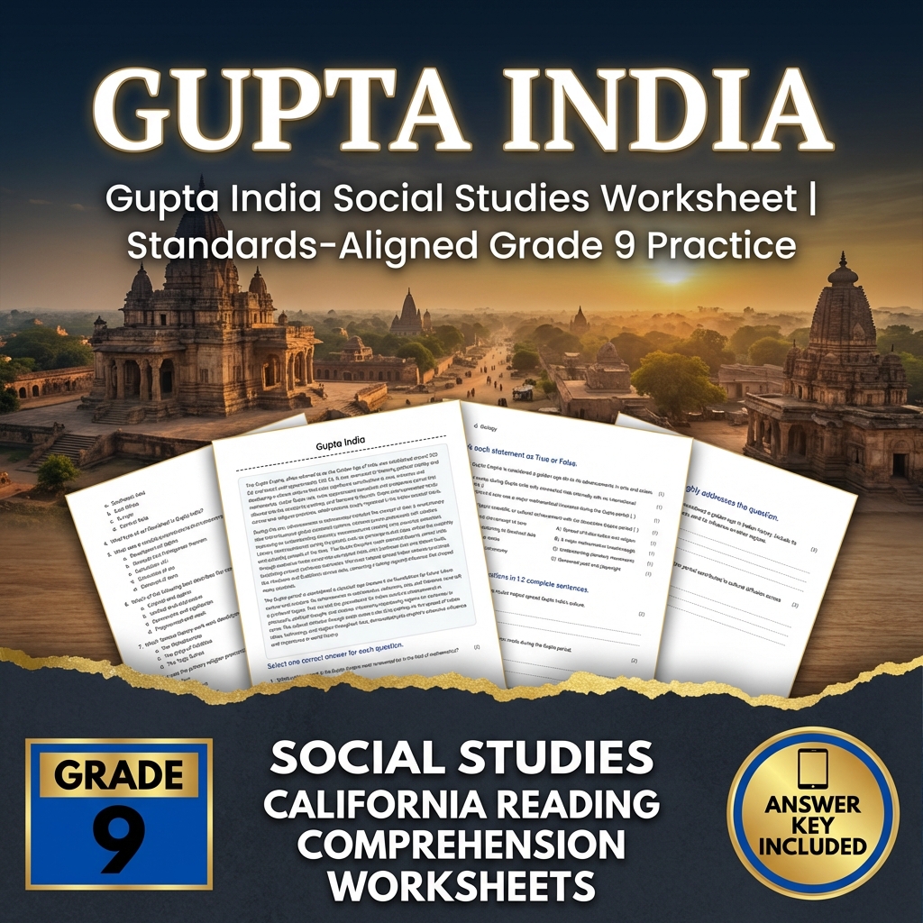 Gupta India Social Studies Worksheet | Standards-Aligned Grade 9 Practice