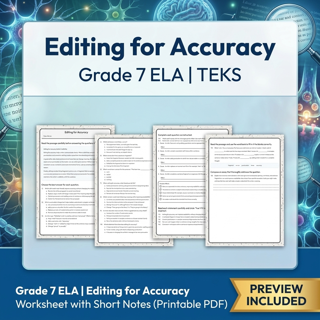 Grade 7 Evidence-Based Research Writing ELA full-year bundle TEKS — included worksheet 23