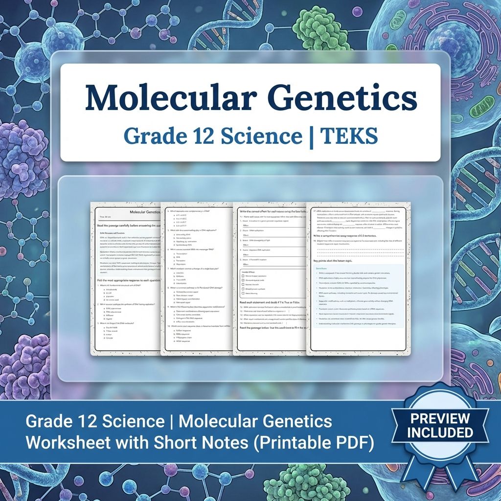 Grade 12 Science Unit Bundle | Genetics, Evolution & Cell Biology Worksheets — included worksheet 5