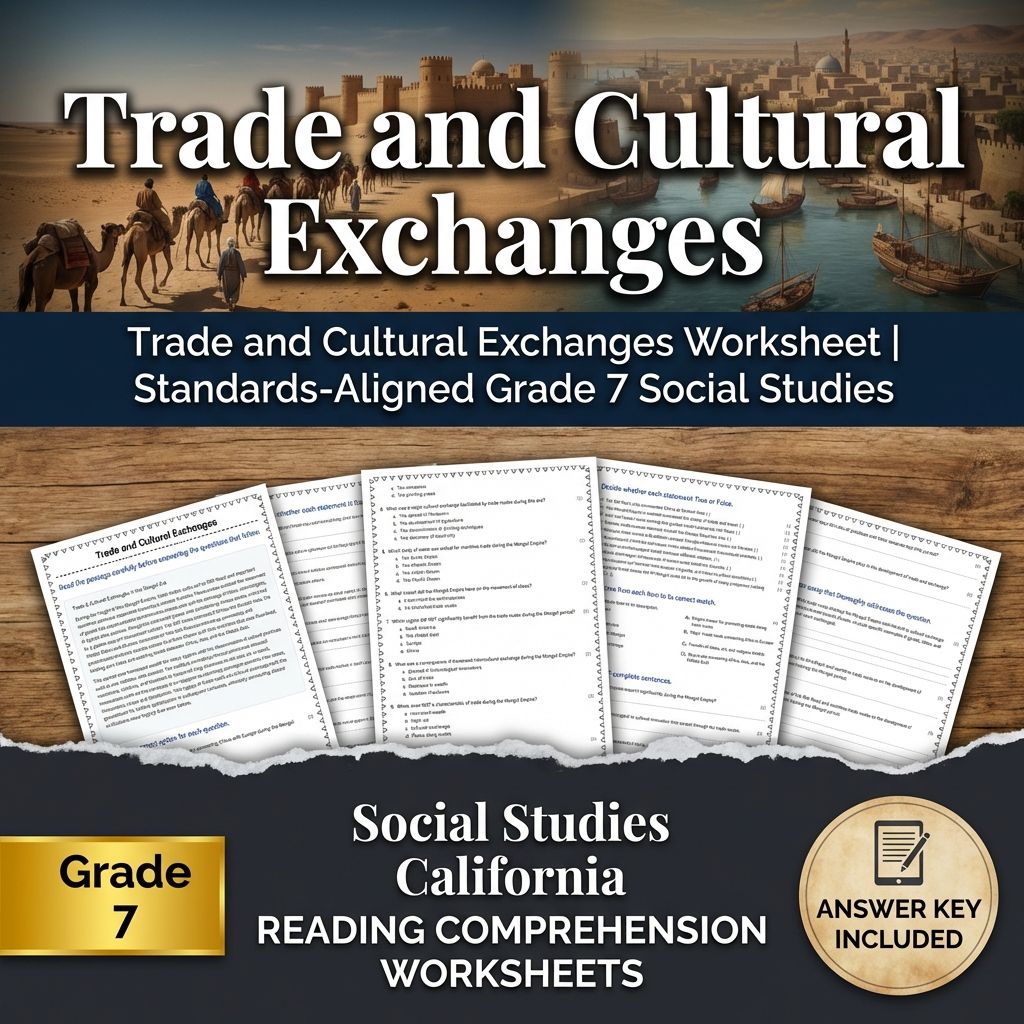 Trade and Cultural Exchanges Worksheet | Grade 7 Social Studies