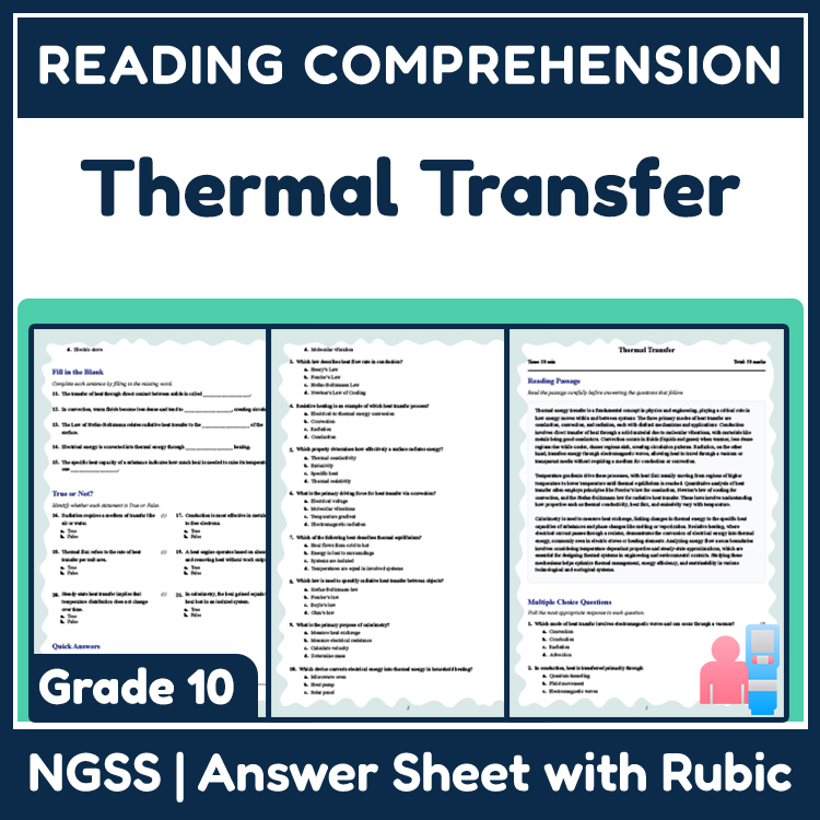 Grade 10 Science reading worksheets worksheet — Grade 10 Science | Thermal Transfer Reading Worksheet (PDF + Answer Key) —…