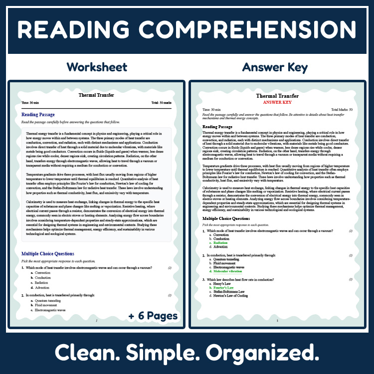 Grade 10 Science reading worksheets worksheet — Grade 10 Science | Thermal Transfer Reading Worksheet (PDF + Answer Key) —…
