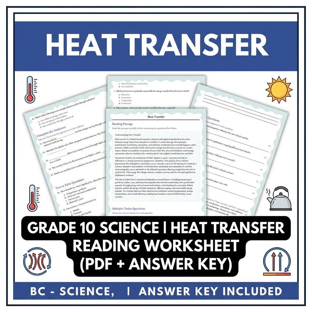 Grade 10 Science | Heat Transfer Reading Worksheet (PDF + Answer Key)