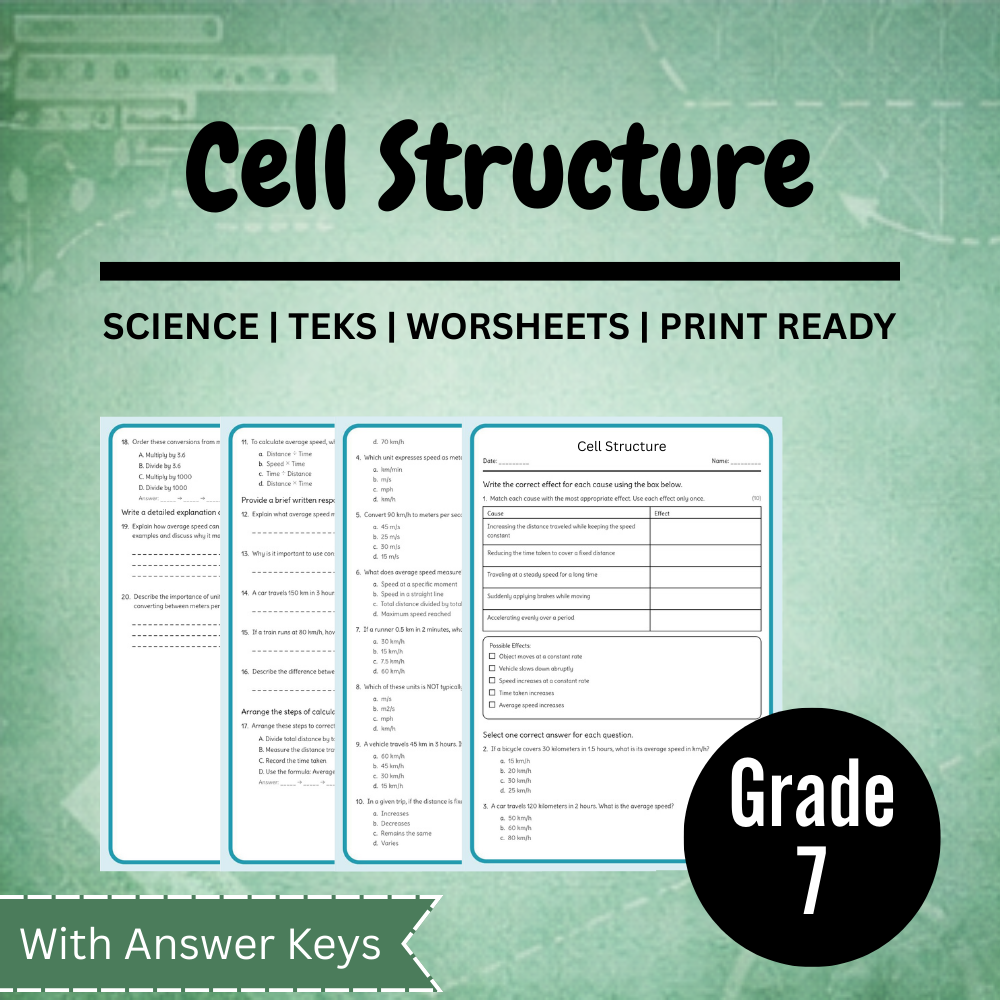 Grade 7 Science Worksheet Bundle – Ecosystems, Atomic Structure & Forces (TEKS Aligned) — included worksheet 34