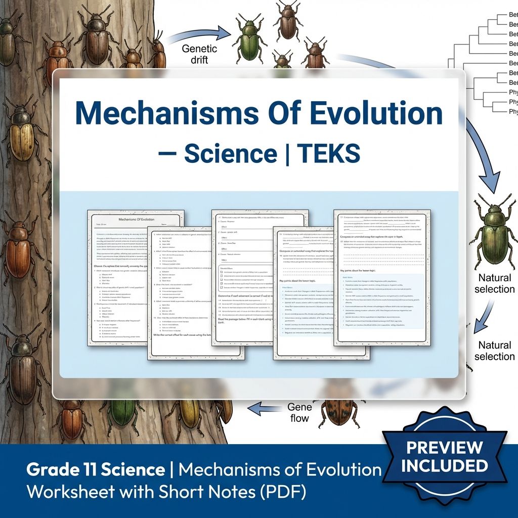 Grade 11 Science Worksheet Bundle | Genetics, Evolution & Human Body (PDF) — included worksheet 38
