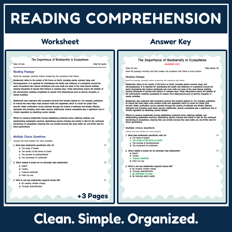 Science reading worksheets worksheet — Grade 7 Science | Biodiversity Reading Worksheets (PDF) — page 2