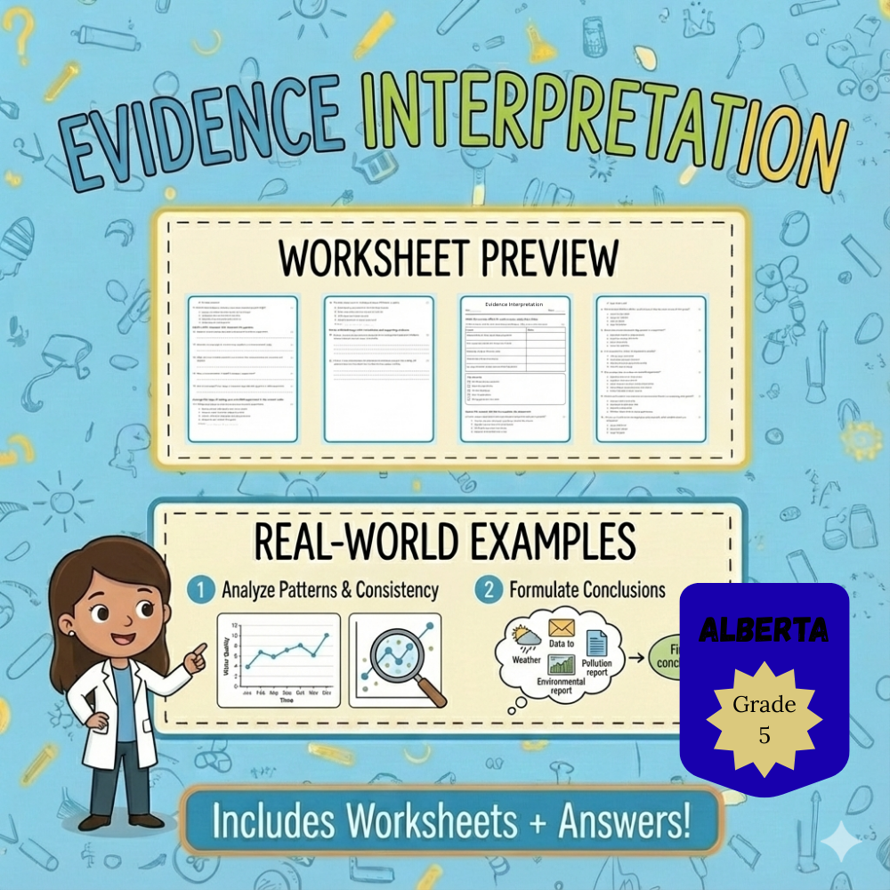Grade 5 Science – Evidence Interpretation Worksheet (PDF) – Alberta Standards