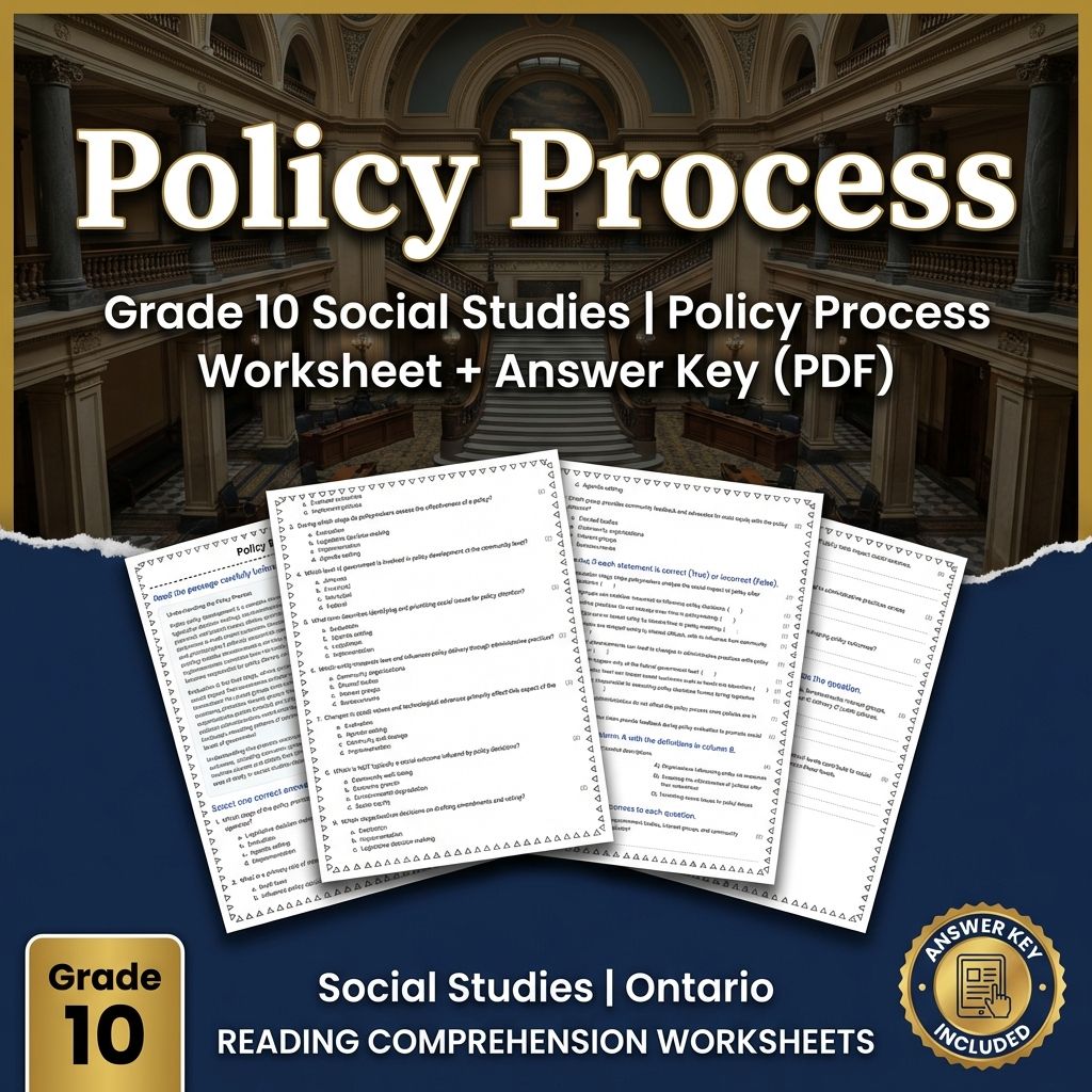 Grade 10 Social Studies | Policy Process Worksheet + Answer Key (PDF)