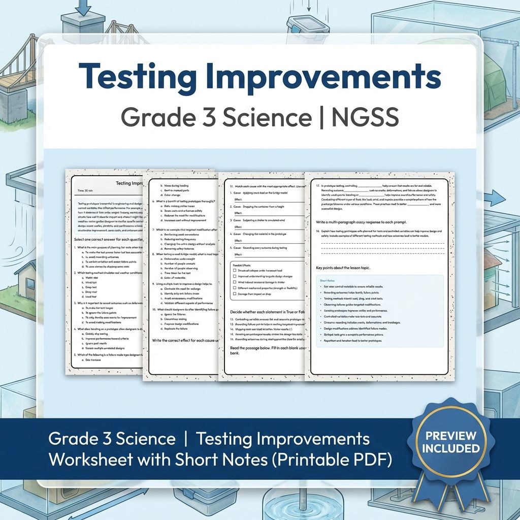 Grade 3 Science NGSS Engineering Design Unit | Classroom Worksheets & Activities — included worksheet 2