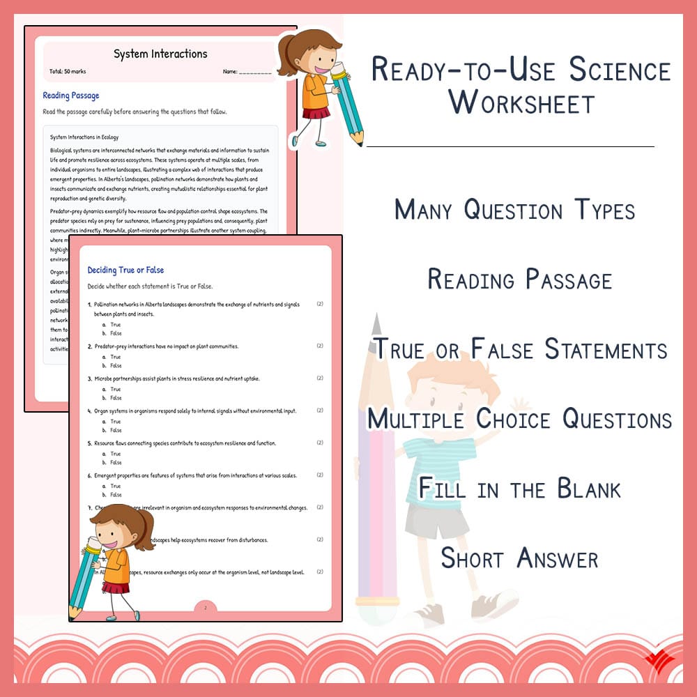 Grade 10 Science worksheet elena worksheet — Grade 10 Science | System Interactions Worksheet | Alberta Standards — page 2
