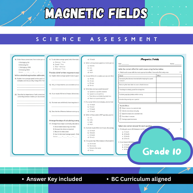 Grade 10 Science | Magnetic Fields Worksheet + Answer Key (BC Standard)