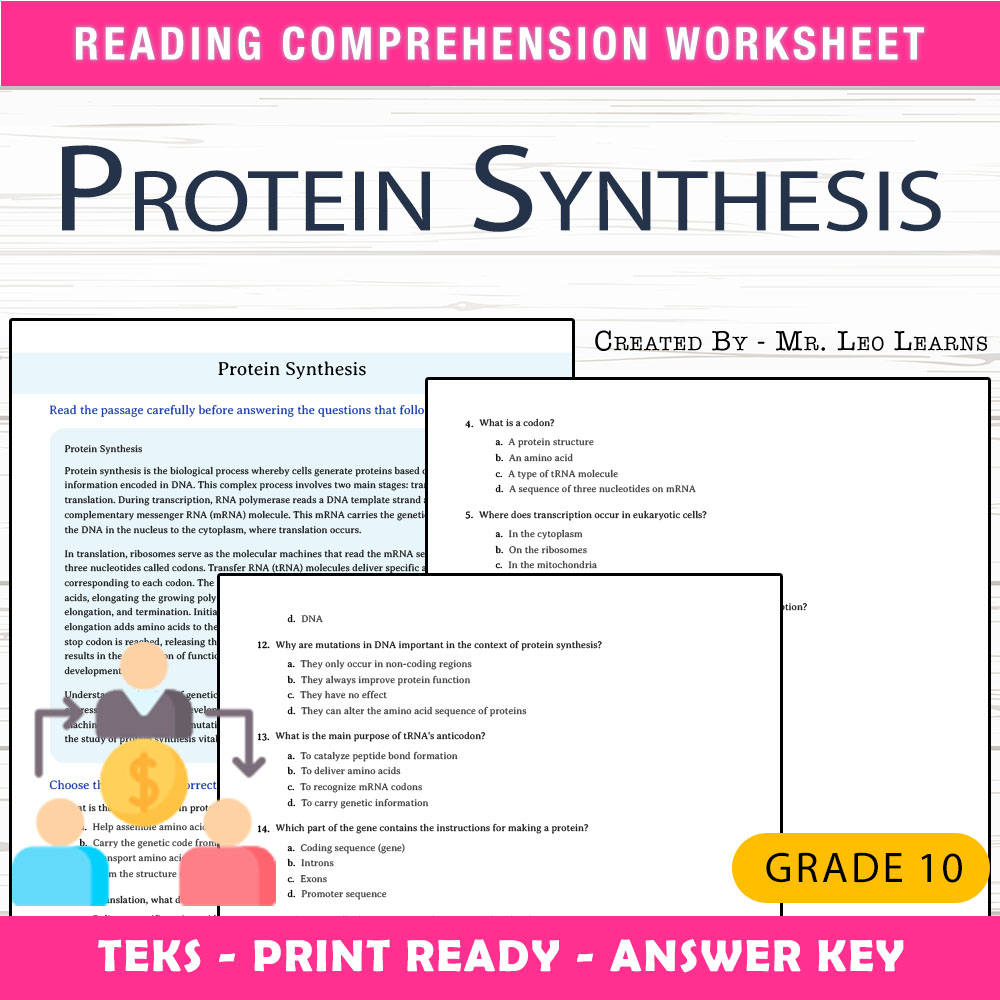 Grade 10 Science worksheet worksheet — Grade 10 Science — Protein Synthesis Worksheet for Mastering Cellular Processes — p…