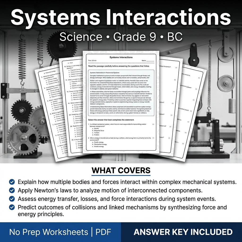Systems Interactions Worksheet Grade 9 Science BC Standards PDF