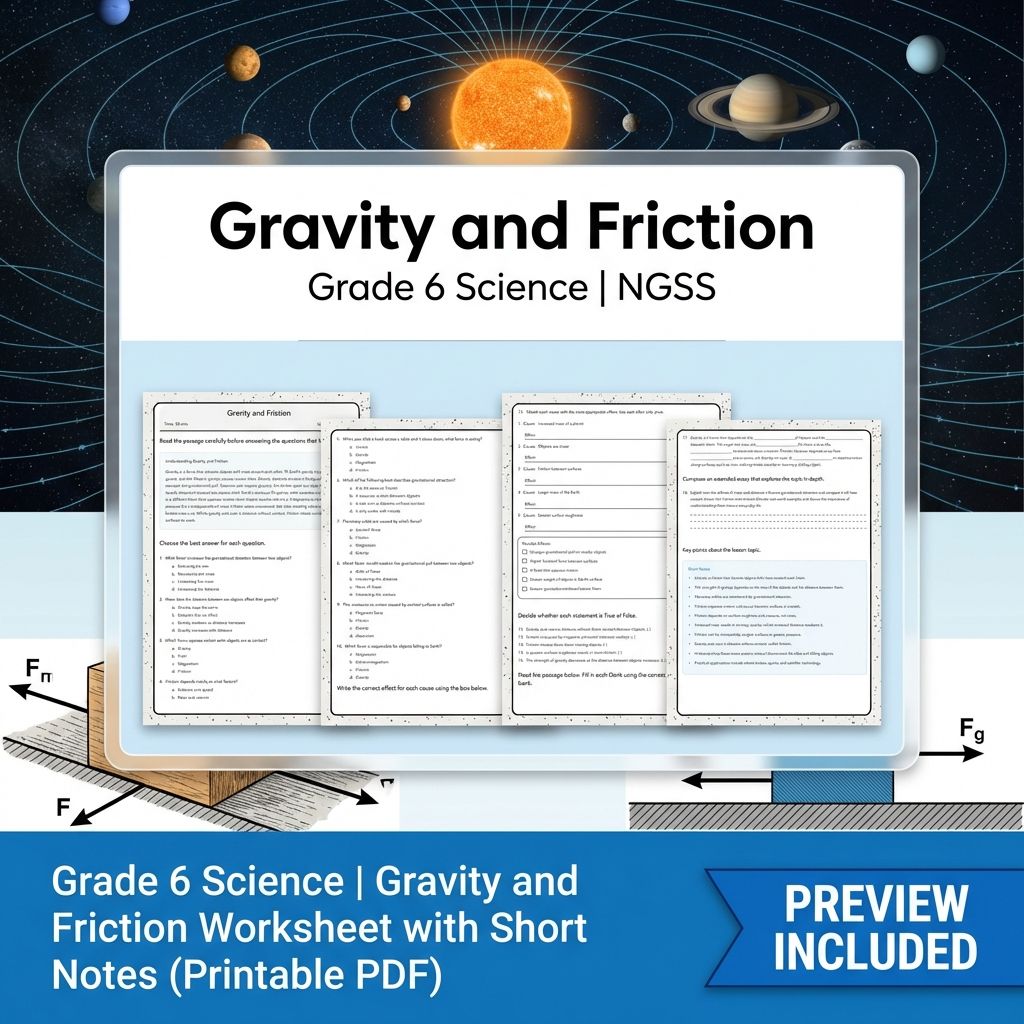 Grade 6 Science | Forces & Motion Unit Bundle NGSS Aligned Worksheets — included worksheet 4