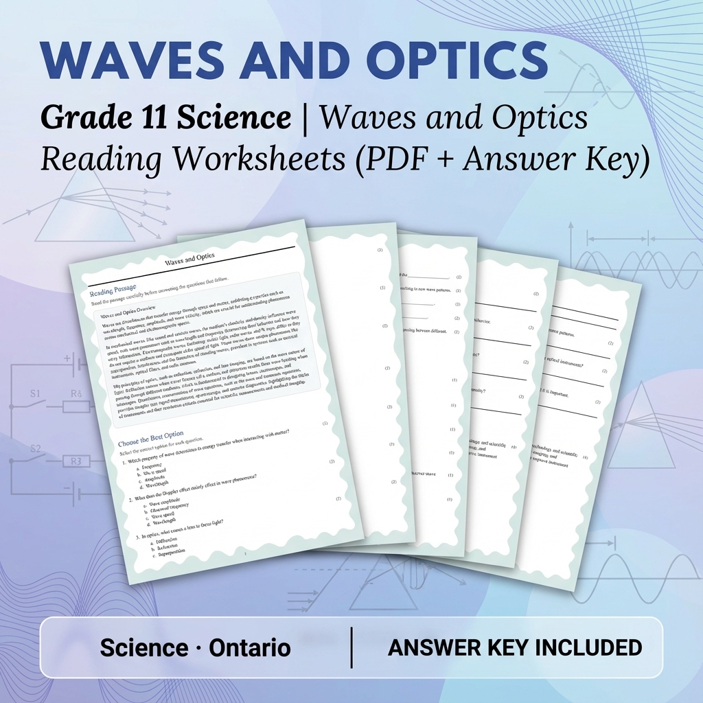 Grade 11 Science Bundle | Waves, Ecology, Physics & More (Answer Keys) — included worksheet 37