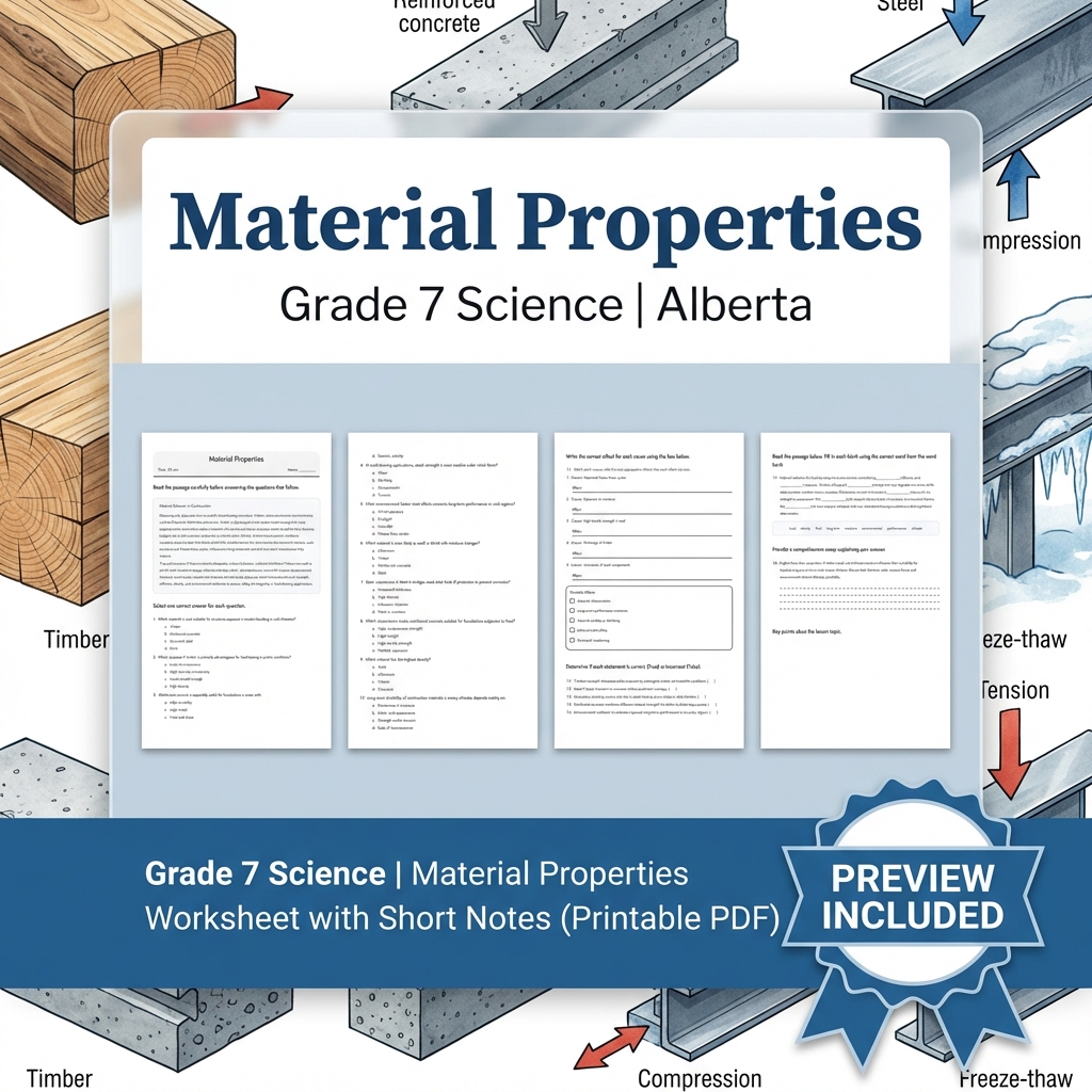 Grade 7 Science | Forces, Structures & Motion UNIT Worksheet Bundle  — included worksheet 9