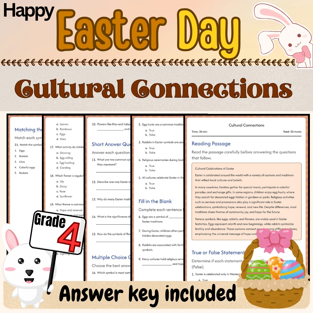 Grade 4 Seasonal Holidays Bundle | Easter & Spring Worksheets (PDF + Answer Key) — included worksheet 2