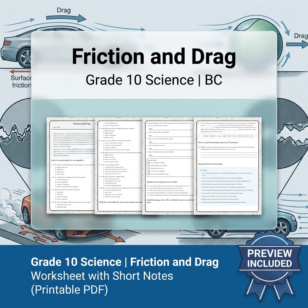 Grade 10 Science Bundle | Physics, Energy & Forces | Full Year Curriculum — included worksheet 36