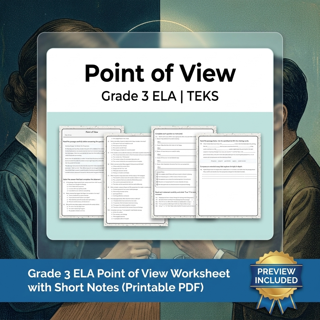 Grade 3 ELA Writing, Reading, and Research Skills Full-Year Bundle TEKS — included worksheet 28