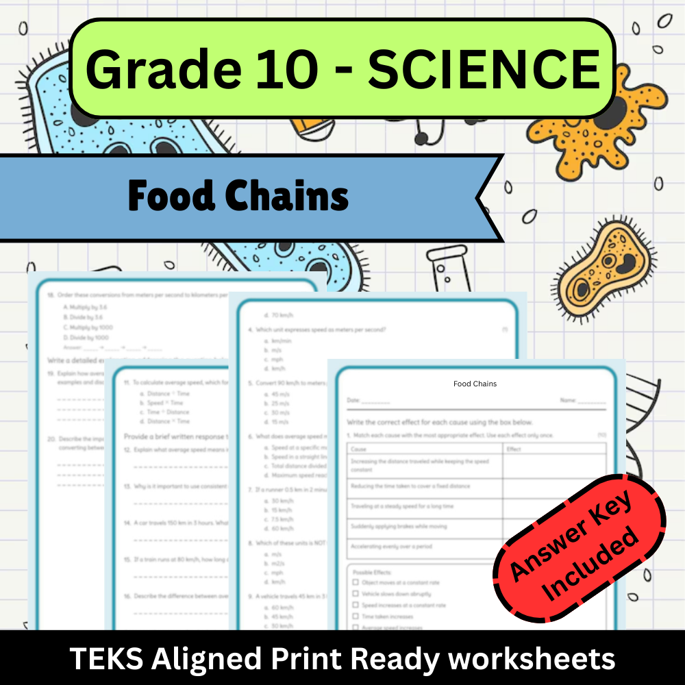 Grade 10 Science Worksheet Bundle | Genetics, Cells & Ecosystems TEKS Aligned — included worksheet 40