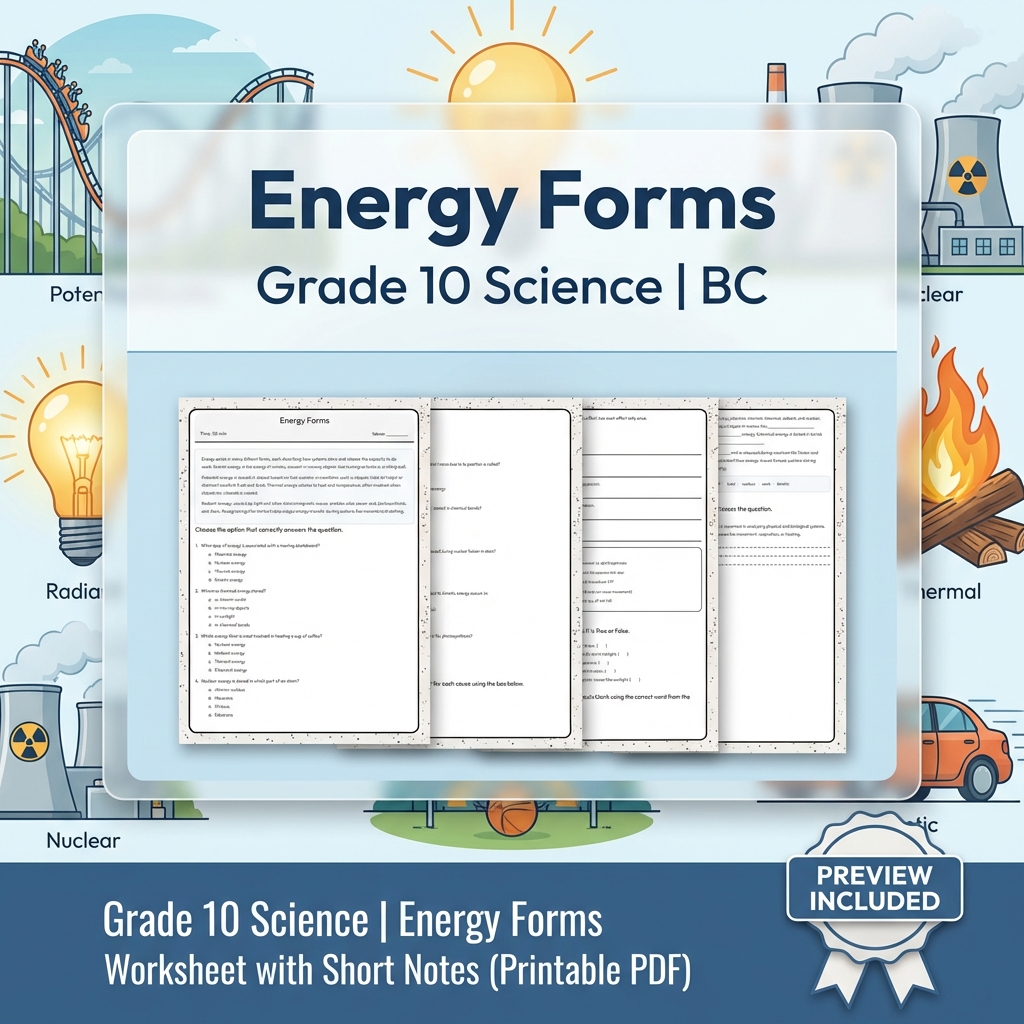 Grade 10 Science Bundle | Physics, Energy & Forces | Full Year Curriculum — included worksheet 37