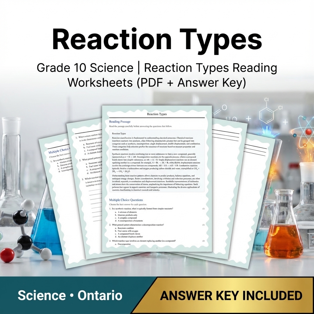 Grade 10 Science Unit Bundle | Chemistry, Atomic Structure & Reactions — included worksheet 8