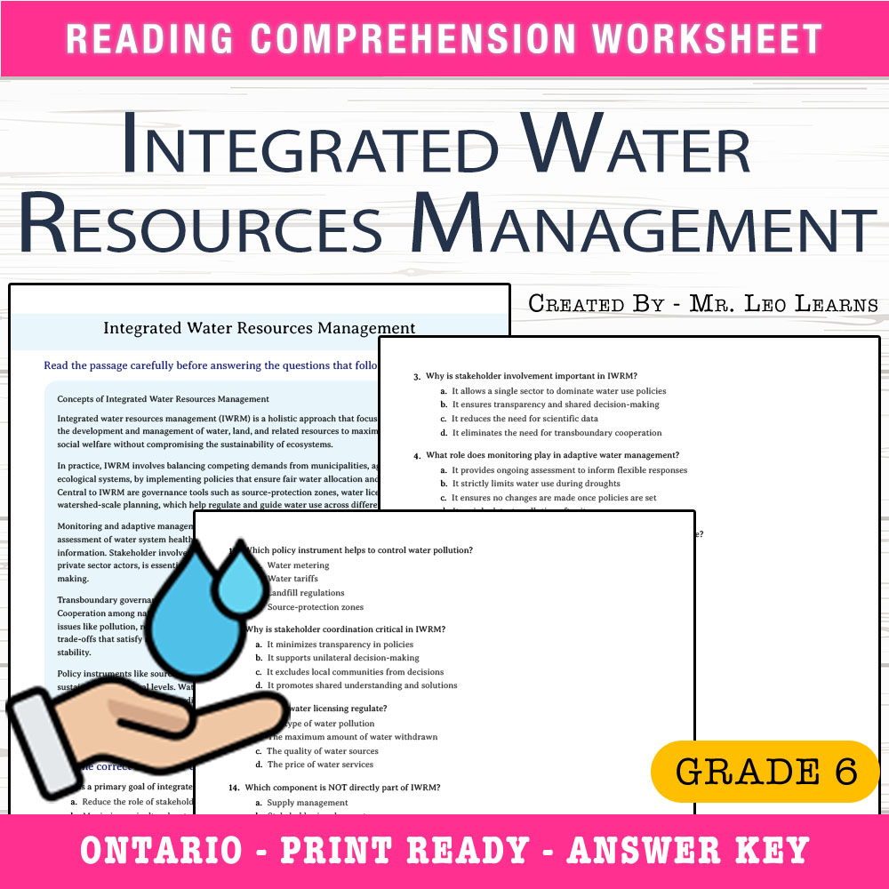Grade 8 Science Water Systems UNIT Bundle – Hydrology & Conservation Worksheets — included worksheet 9