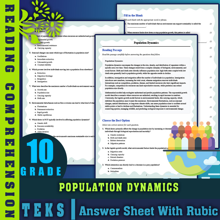 Grade 10 Science reading worksheets worksheet — Grade 10 Science | Population Dynamics Reading Worksheet & Answer Key PDF…
