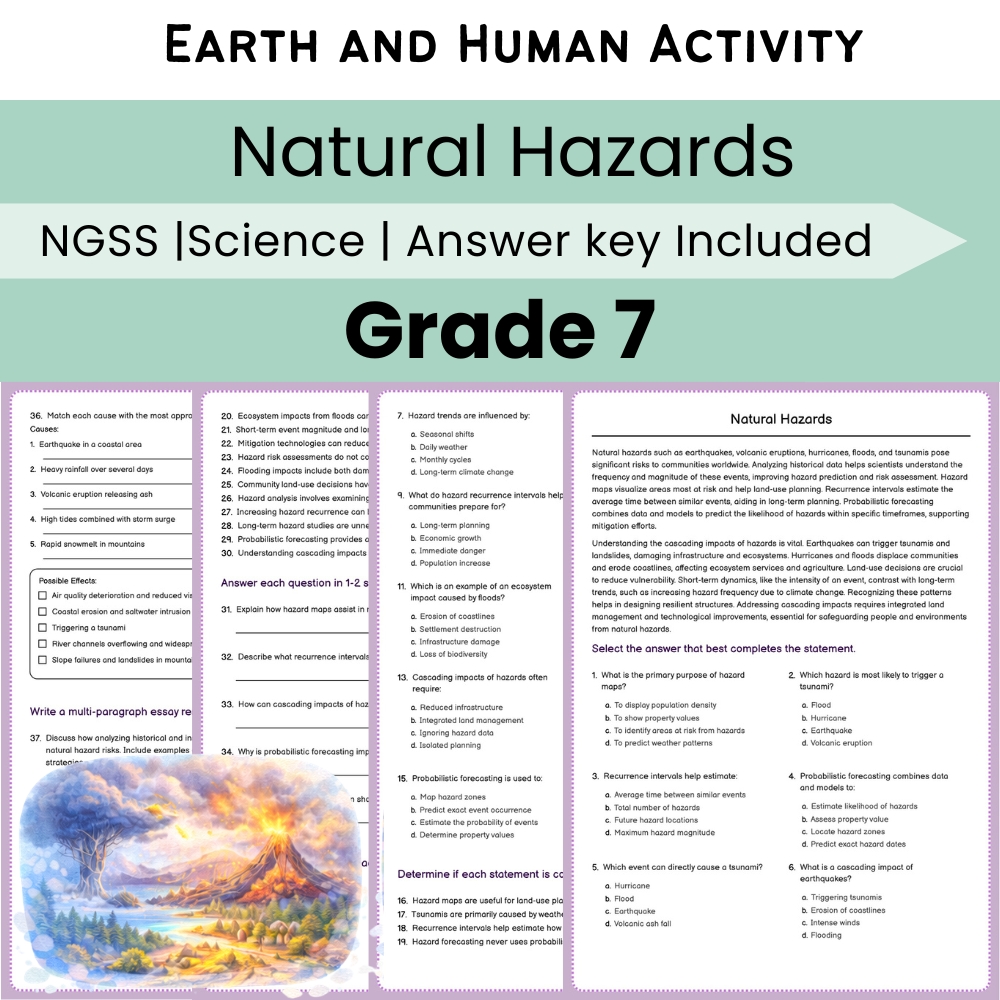 Grade 7 Science Lesson Bundle | Earth and Human Activity NGSS — included worksheet 2