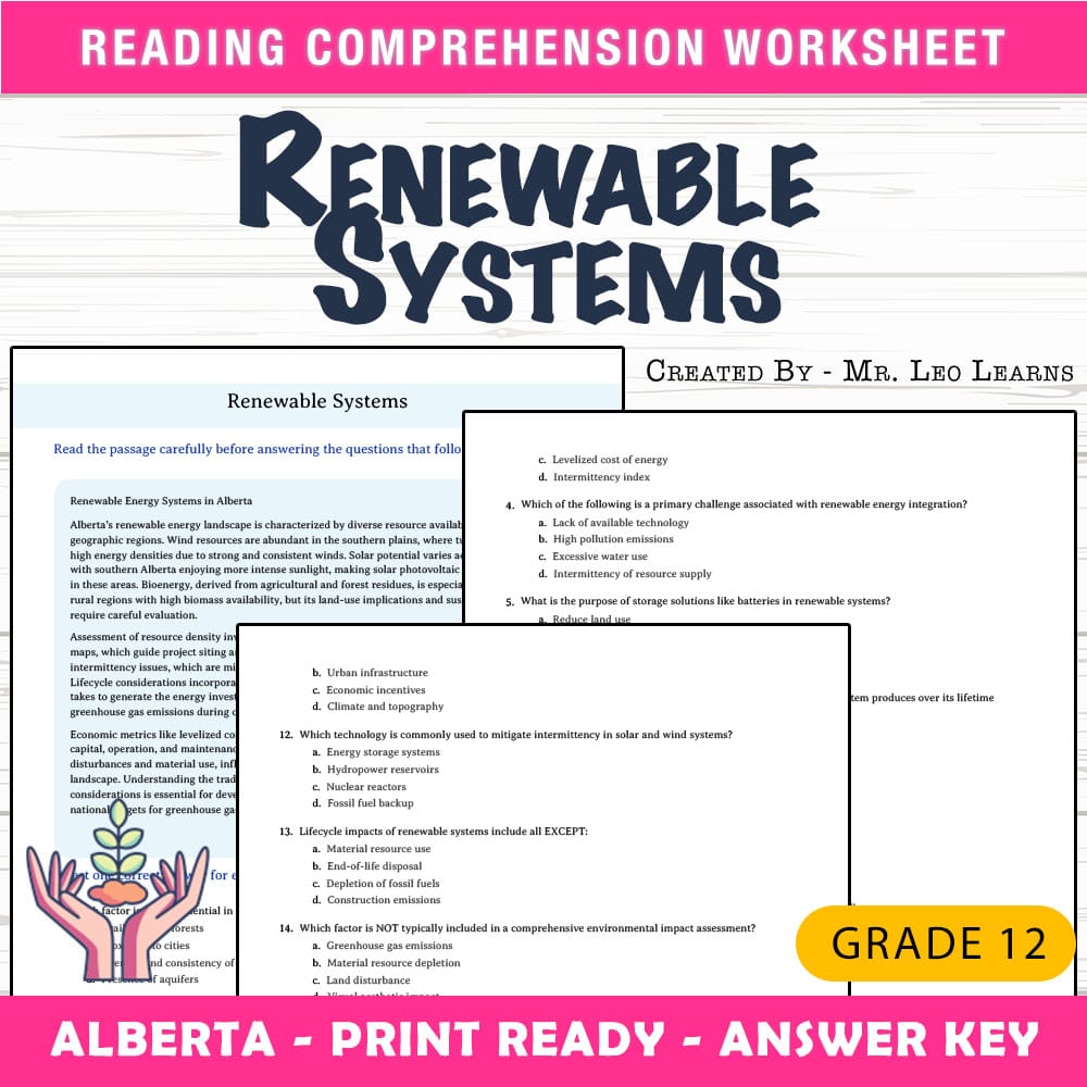 Grade 12 Science worksheet mcq paper worksheet — Grade 12 Science — Worksheet MCQ Paper for Mastering Renewable Systems —…