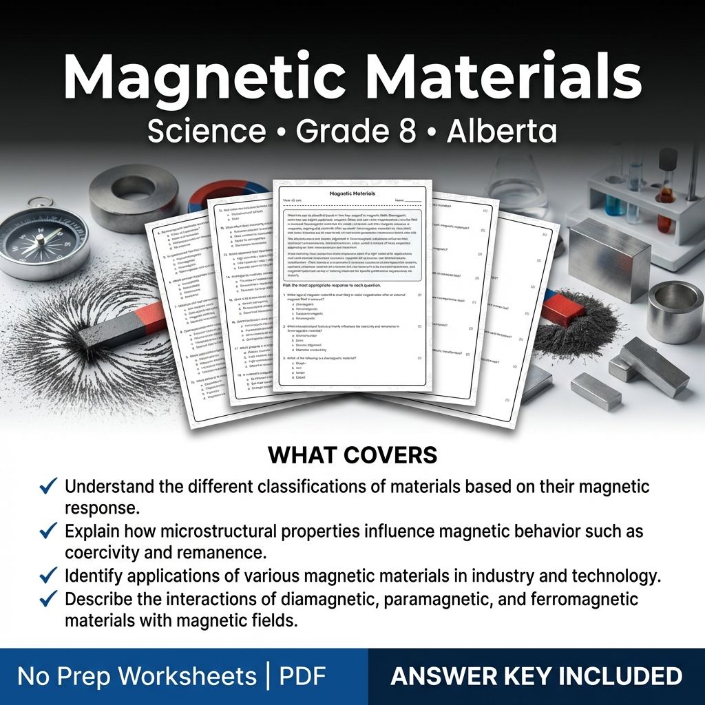 Grade 8 Science Worksheet on Magnetic Materials | Alberta Standards