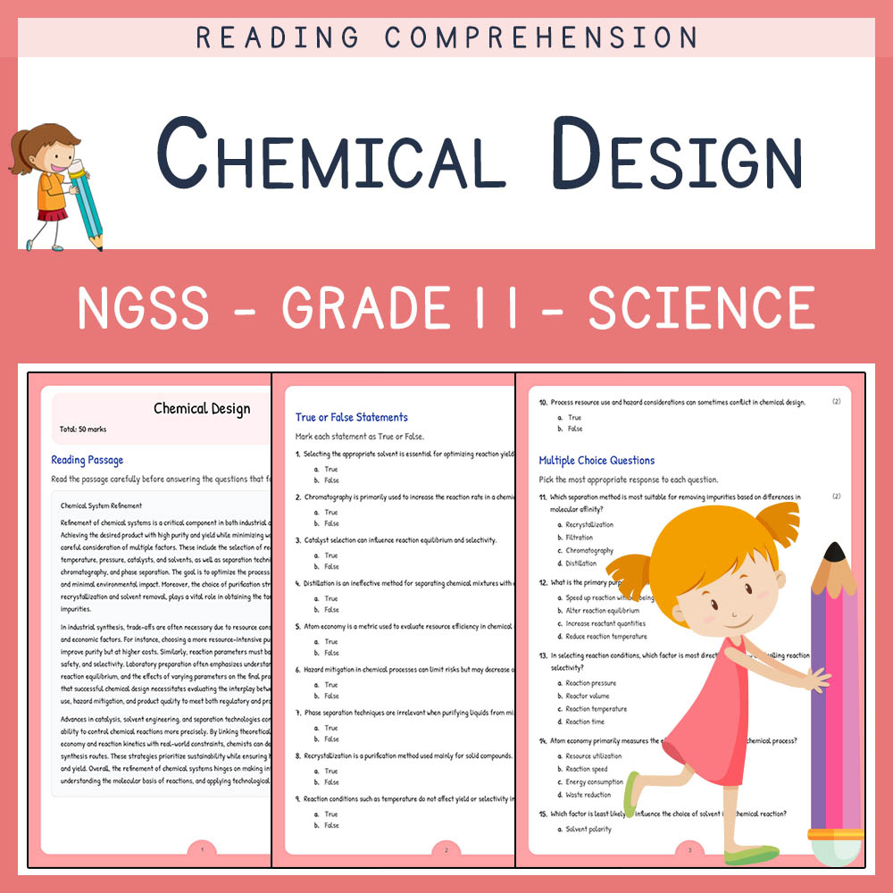Grade 11 Science worksheet worksheet — Grade 11 Science | Chemical Design Worksheet (PDF + Answer Key) NGSS-Aligned — page 1