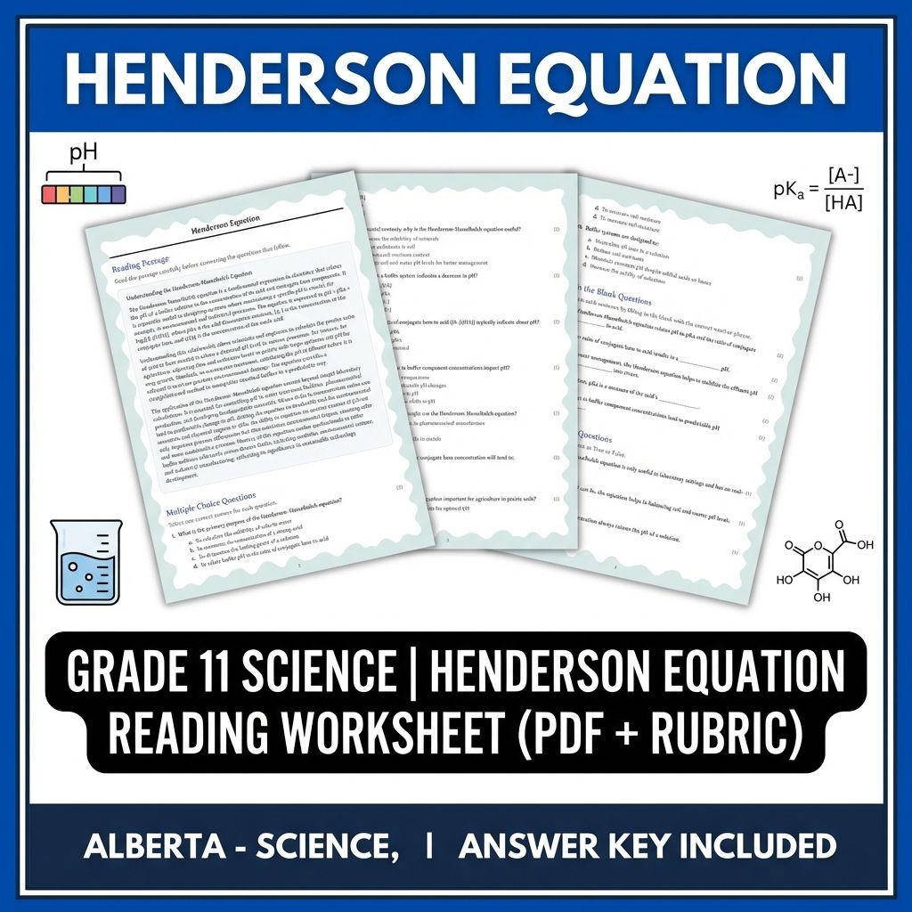 Grade 11 Science | Henderson Equation Reading Worksheet (PDF + Rubric)