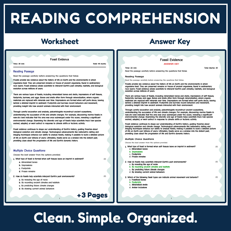 Science reading worksheets worksheet — 7th Grade Science | Fossil Evidence Reading Worksheet (Answer Key) — page 2