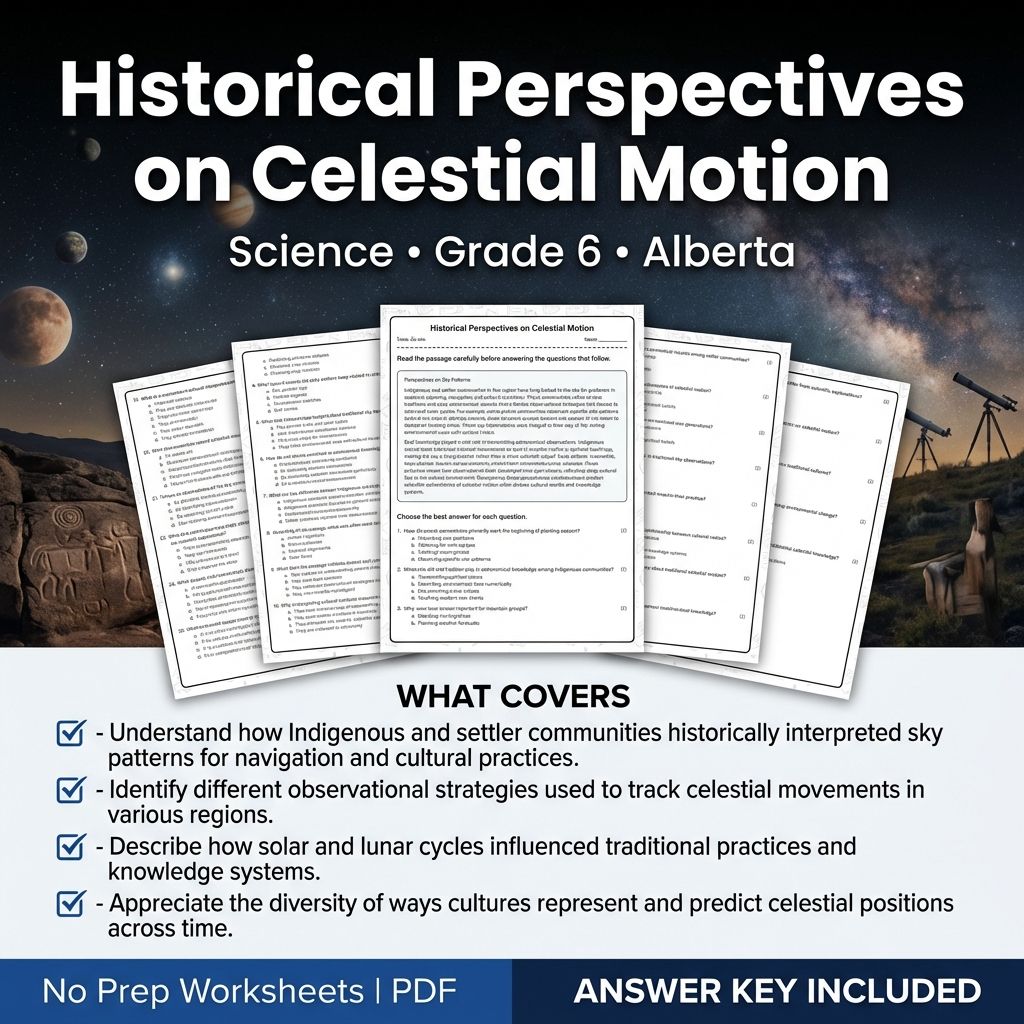 Grade 6 Science Worksheet on Historical Perspectives on Celestial Motion | Alberta