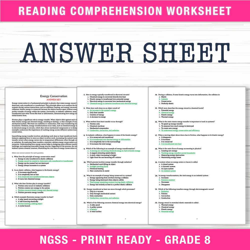 Grade 8 Science worksheet worksheet — Grade 8 Science | Energy Conservation Worksheet (PDF + Answer Key) — page 2