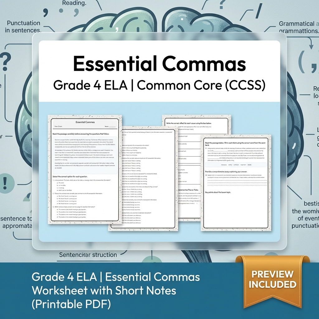 Grade 4 Text Evidence, Language & Writing ELA Full-Year Bundle: CCSS — included worksheet 28