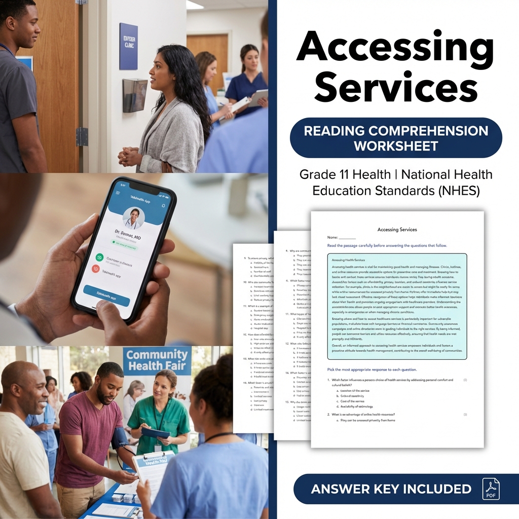 Grade 11 Health  Access to Valid Health Information & Services Worksheet Pack  — included worksheet 5