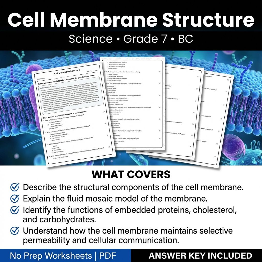 7th Grade Science Worksheet | Cell Membrane Structure - Printable PDF & Answer Key