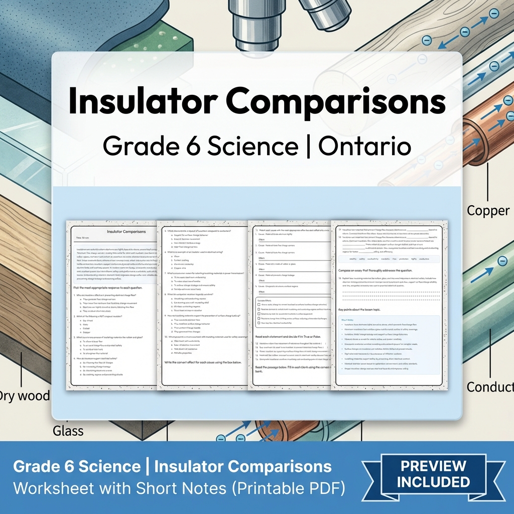 Grade 6 Science Lesson Group on Energy, Circuits & Properties  — included worksheet 12