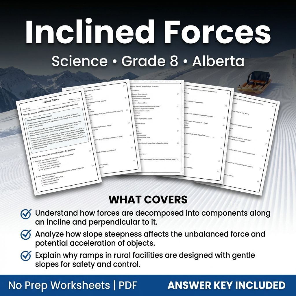 Inclined Forces Worksheet | Grade 8 Science | Alberta Standard