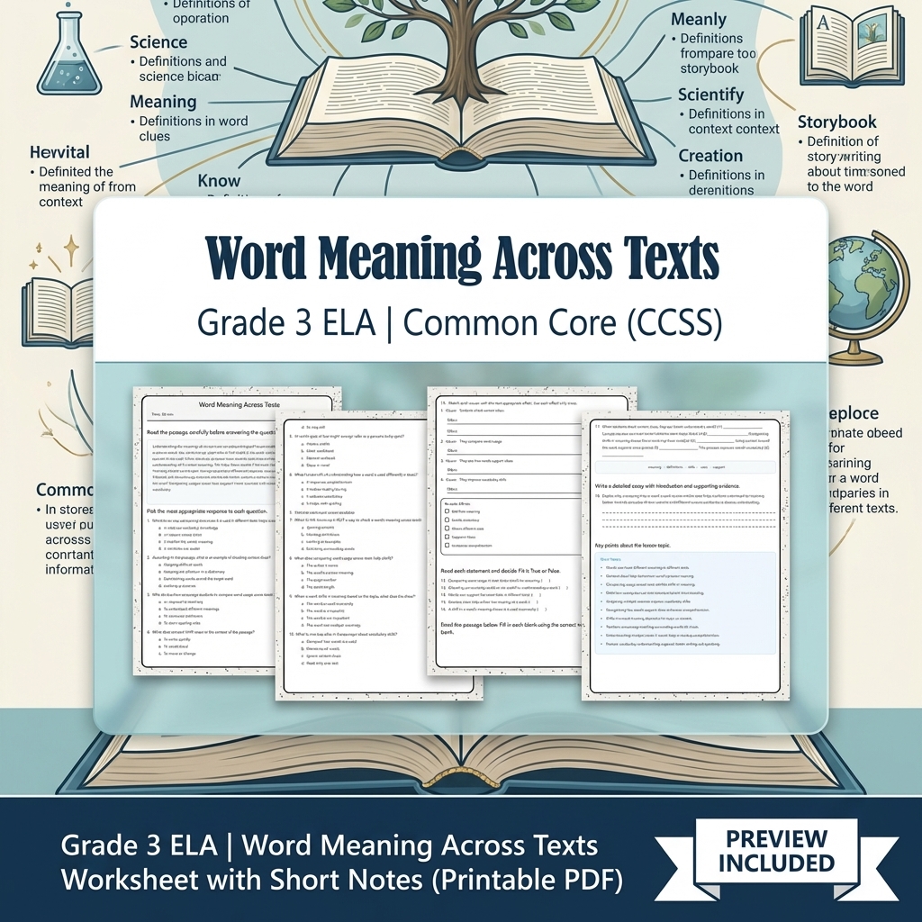 Grade 3 Cause-and-Effect ELA Reading Lesson Bundle, CCSS (Common Core) — included worksheet 5